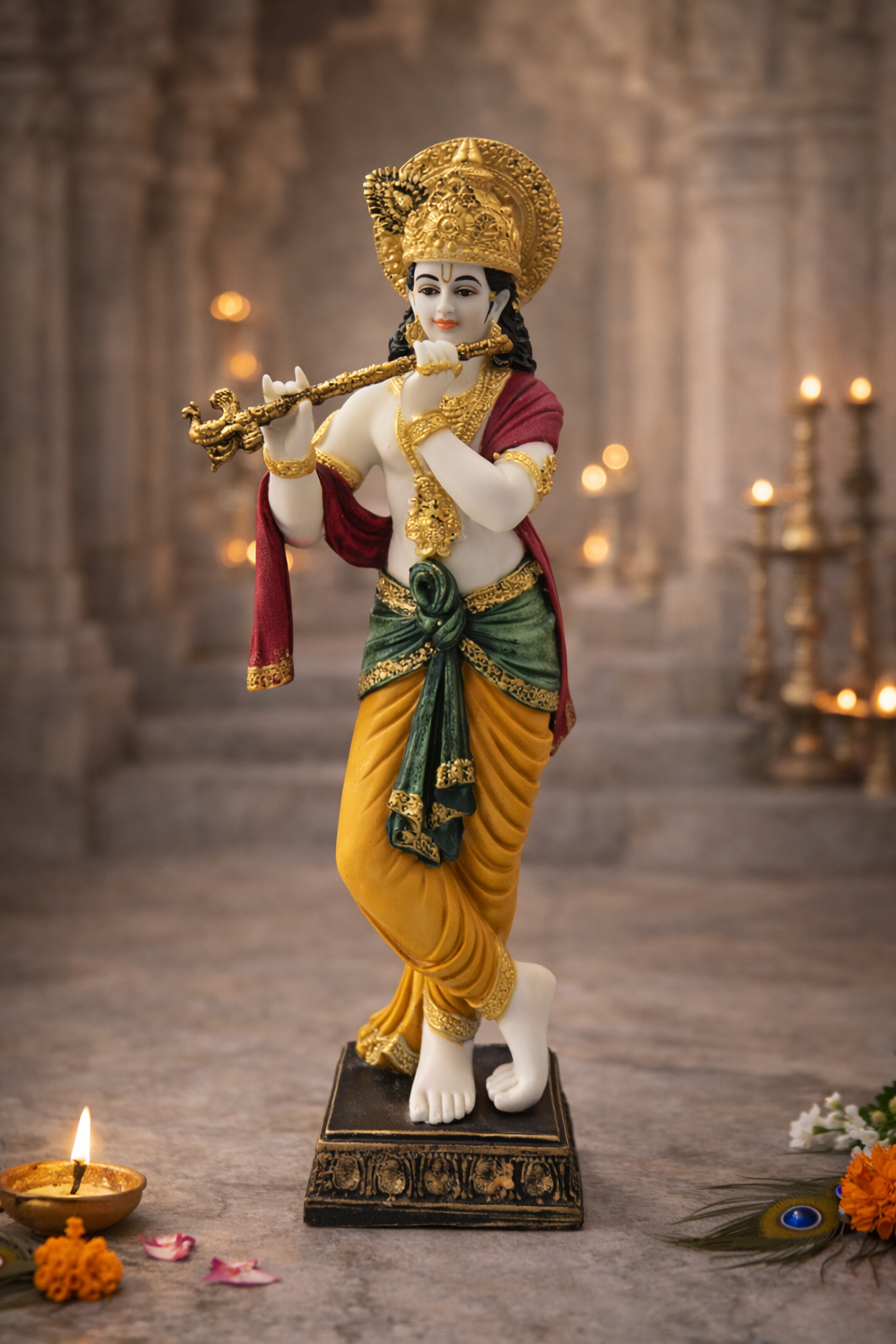 Krishna with Bansuri | Idol | Spiritual Decor | Multicolor