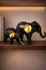 Elephant Pair | Figurine | Home Decor | Black Gold