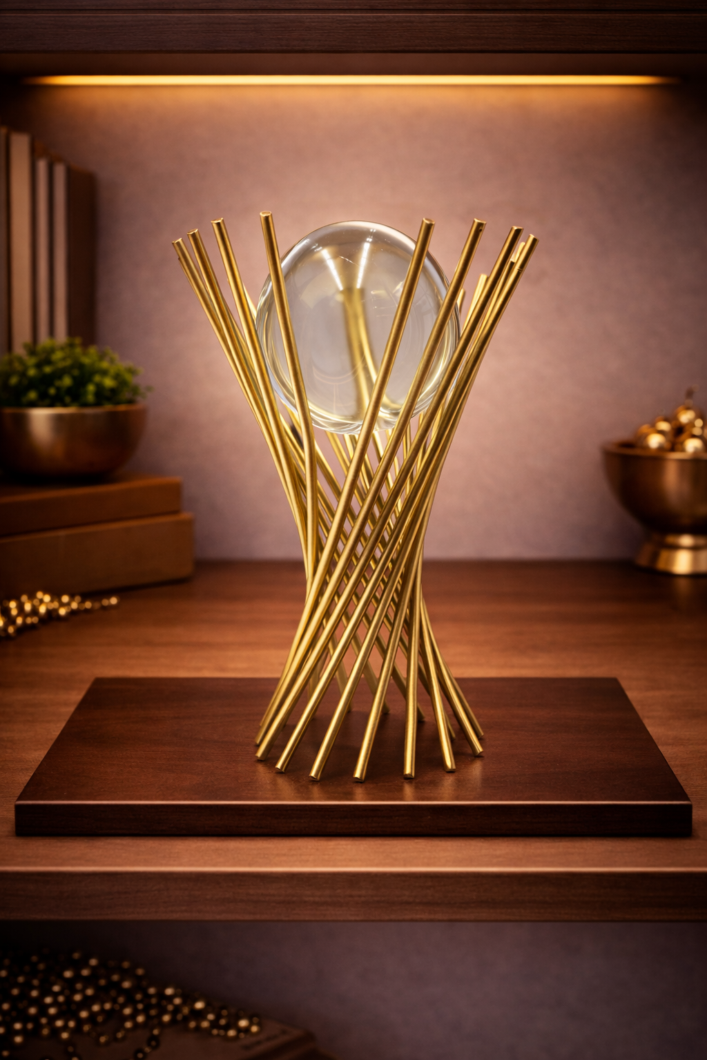 Crystal Ball | Showpiece | Feng Shui Decor | Gold Stand