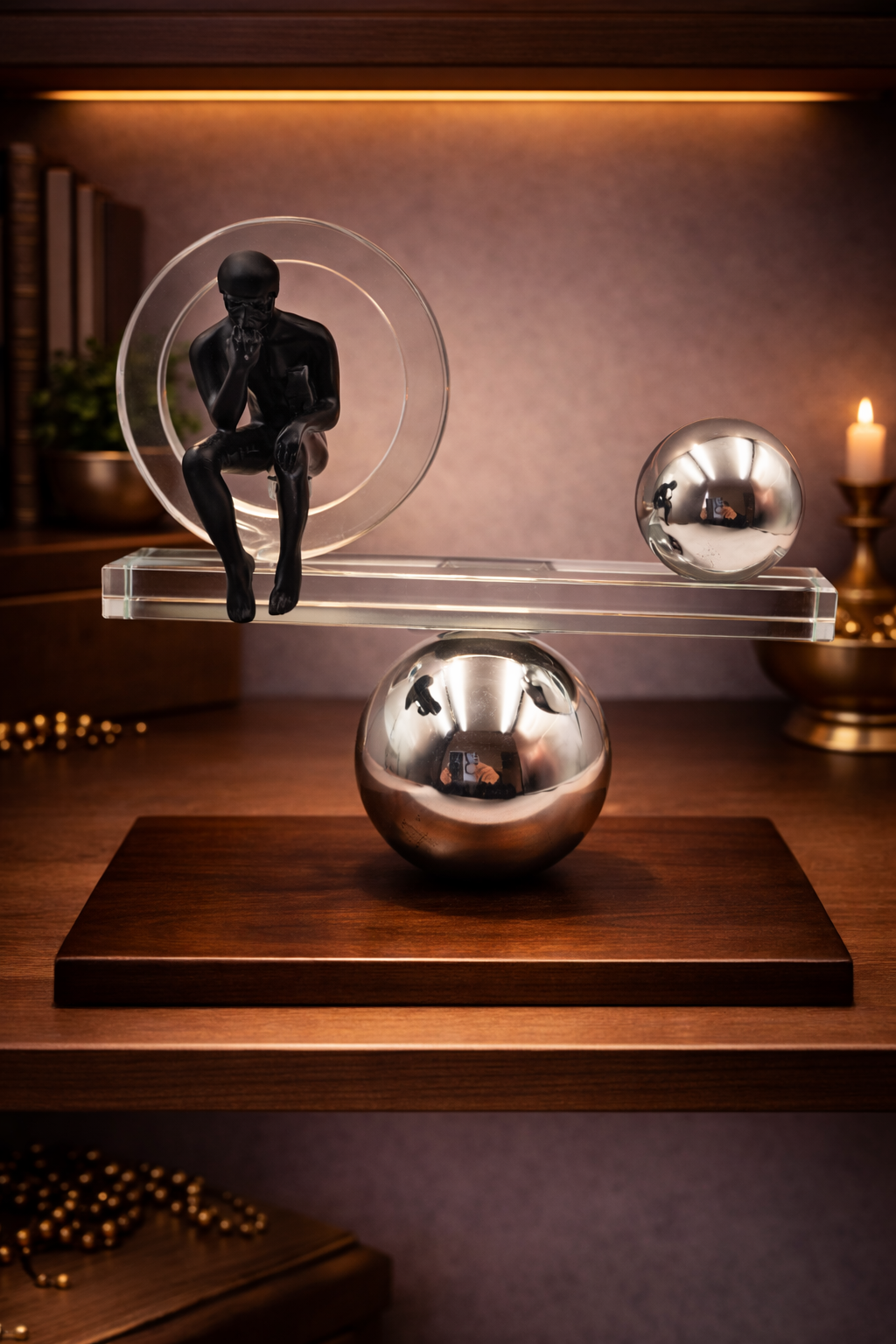 Man on Crystal Circle | Figurine | Abstract Decor | Classic