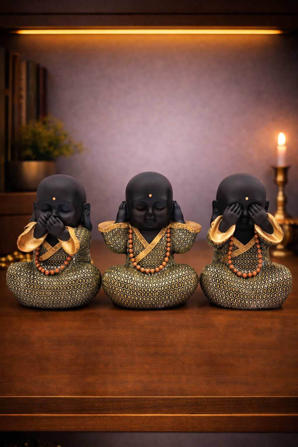 Laughing Buddha Set | Figurine Set | Feng Shui Decor | 3 Pc