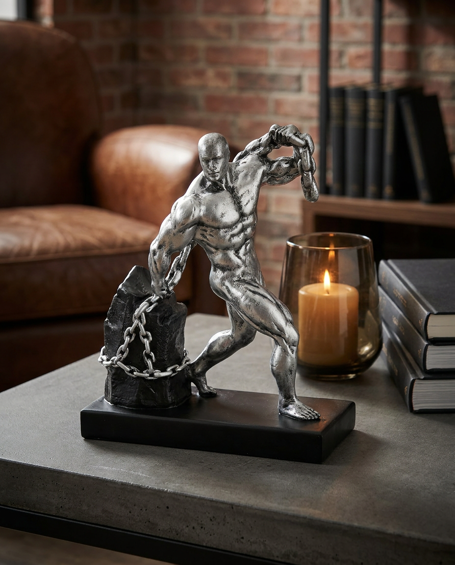 Man Pulling Stone | Figurine | Motivational Decor | Classic