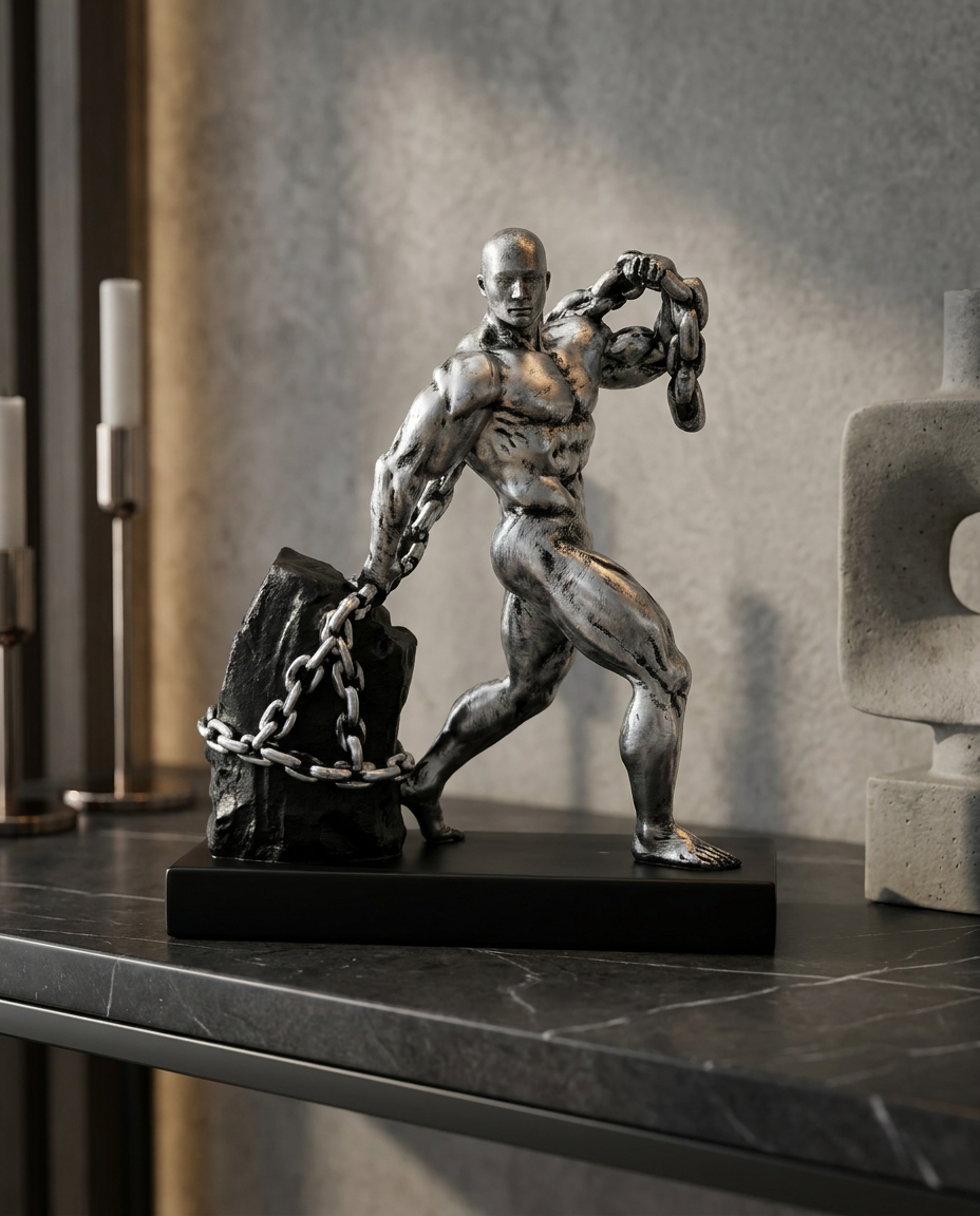 Man Pulling Stone | Figurine | Motivational Decor | Classic