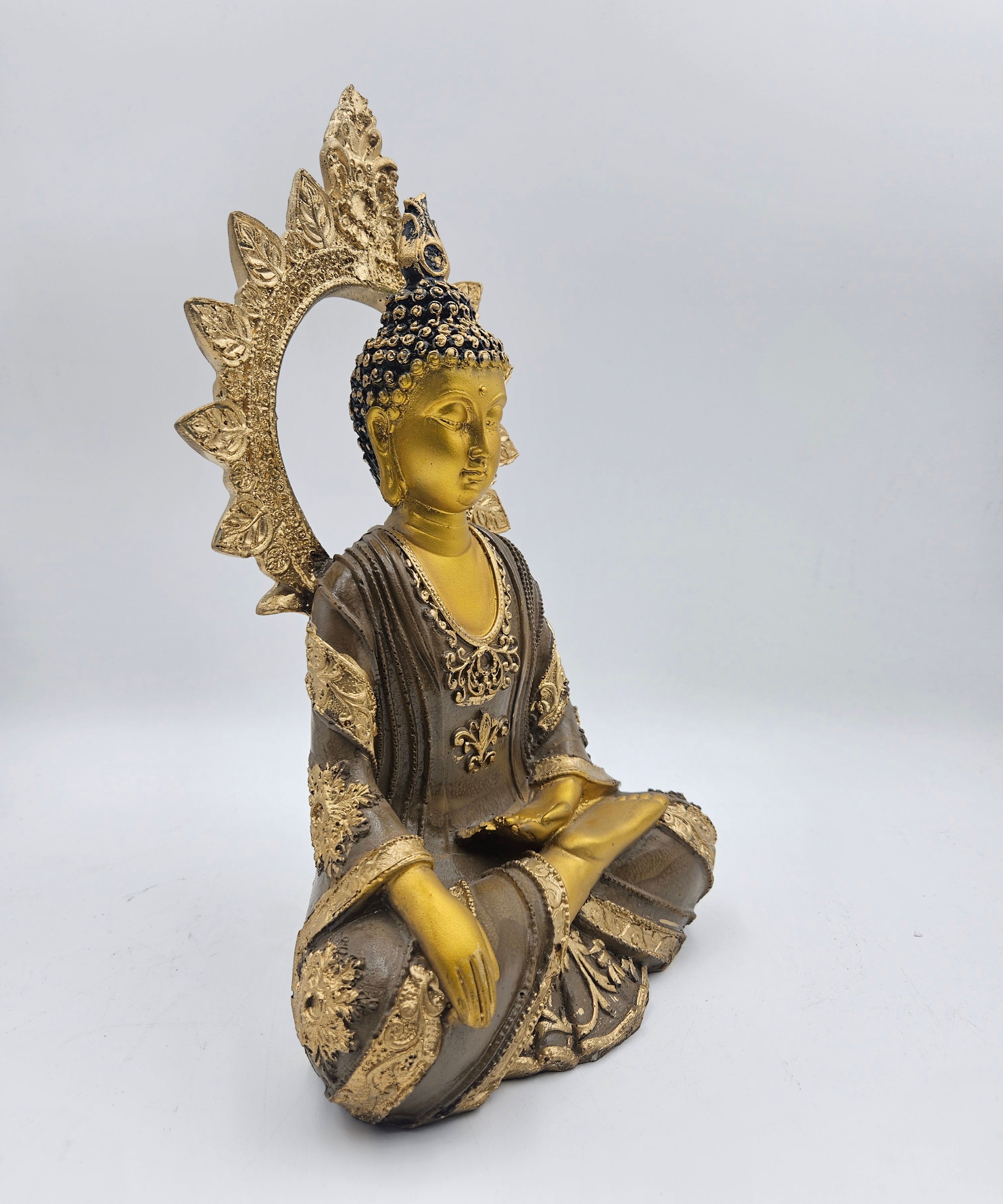 Buddha with Chakra | Statue | Spiritual Decor | Golden