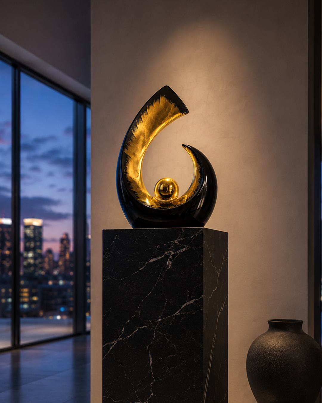 Infinity Crescent | Sculpture | Modern Decor | Black