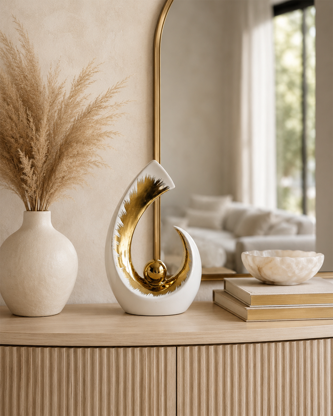 Infinity Crescent | Sculpture | Modern Decor | White