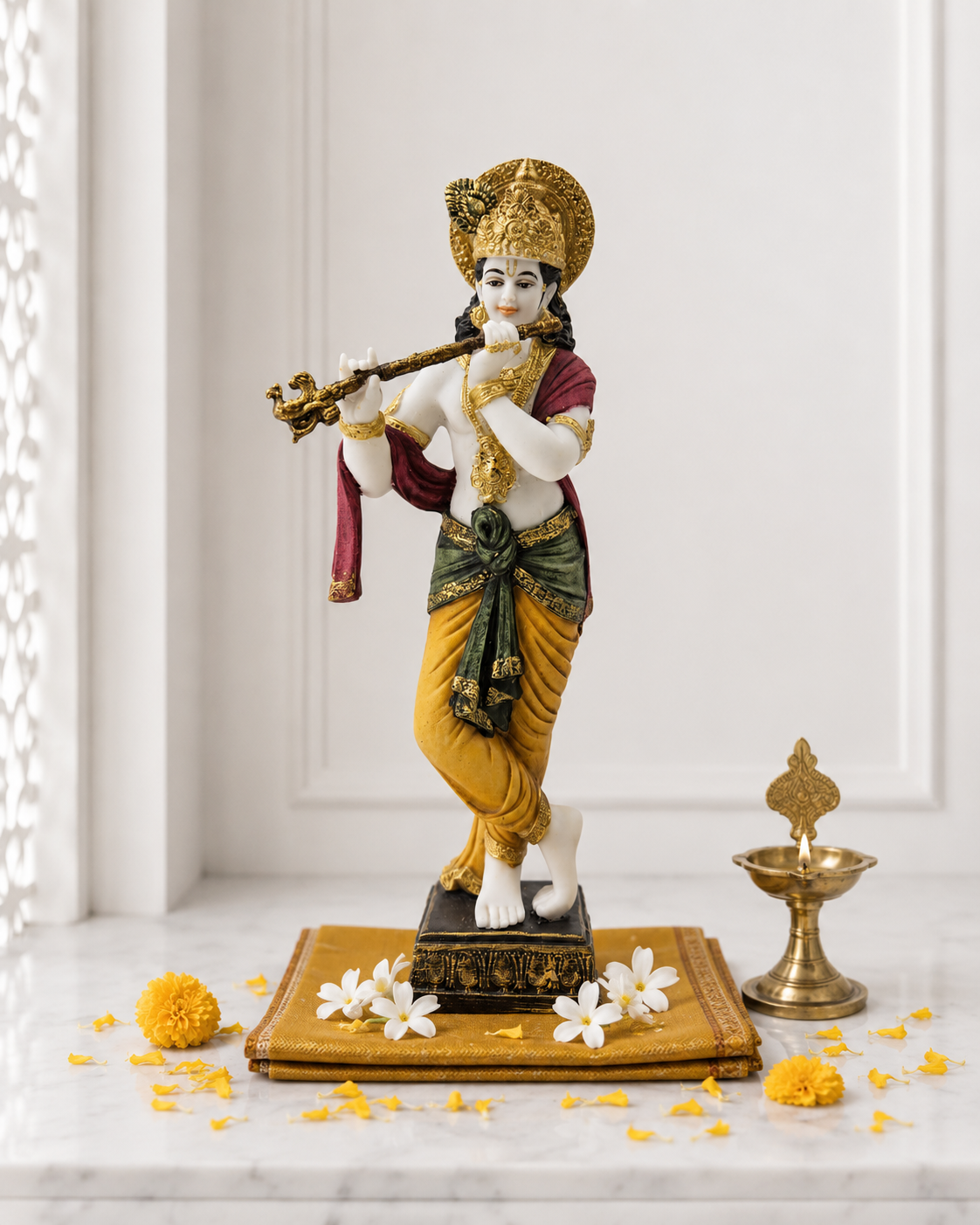 Krishna with Bansuri | Idol | Spiritual Decor | Multicolor