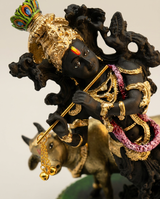 Krishna with Cow | Idol | Spiritual Decor | Black