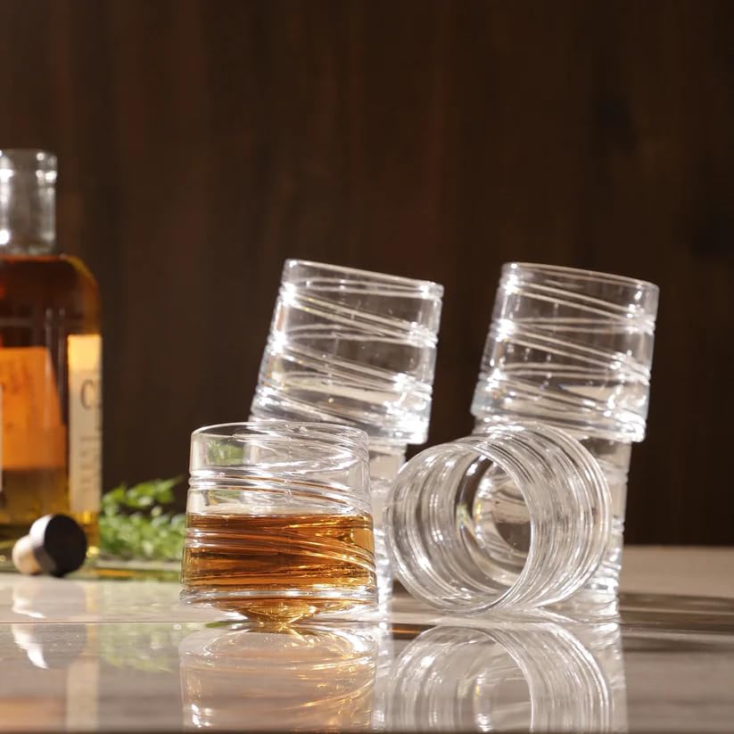 Spinning Whiskey Glass Set - 360°|Designer Bar Glasses| Set of 6