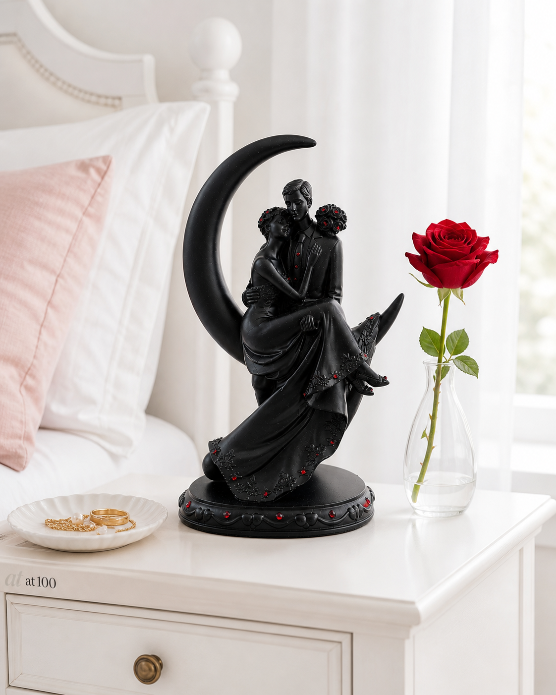 Couple Sitting on Moon | Showpiece | Romantic Decor | Black