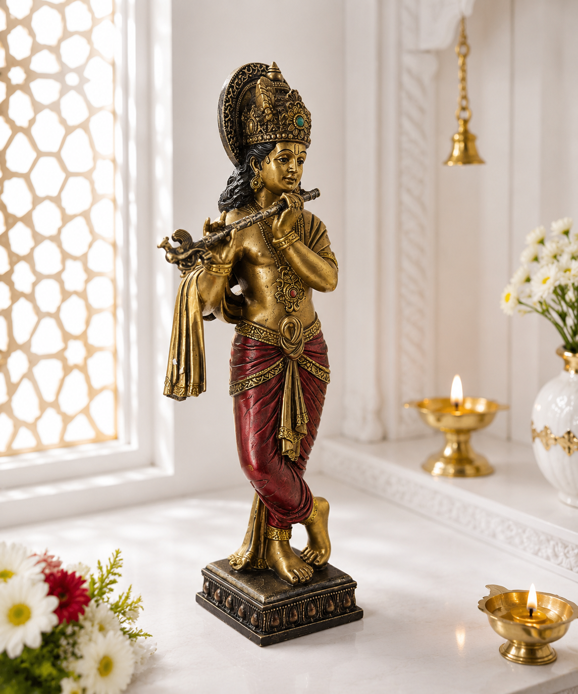 Krishna | Idol | Spiritual Decor | Golden