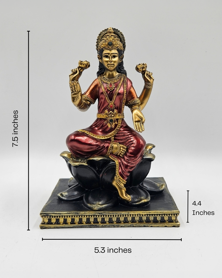Maa Lakshmi | Idol | Spiritual Decor | Golden Red