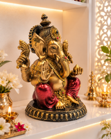 Ganesha | Idol | Spiritual Decor | Golden Red