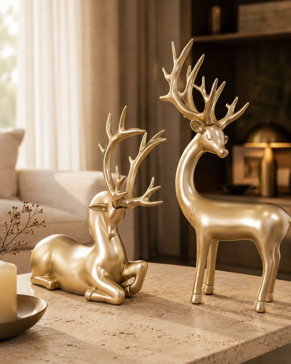 Crystal Deer Pair | Figurine | Home Decor | Set
