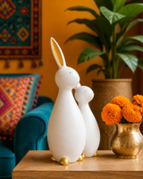 Rabbit Pair | Figurine | Home Decor Accent | White