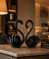 Swan Pair | Figurine | Elegant Decor | Black