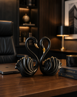 Swan Pair | Figurine | Elegant Decor | Black