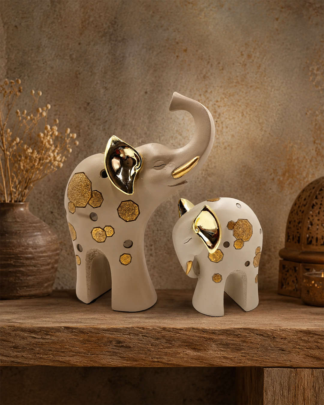 Majestic Elephant Duo Showpiece – Modern Decorative Accent | Vastu Home Decor