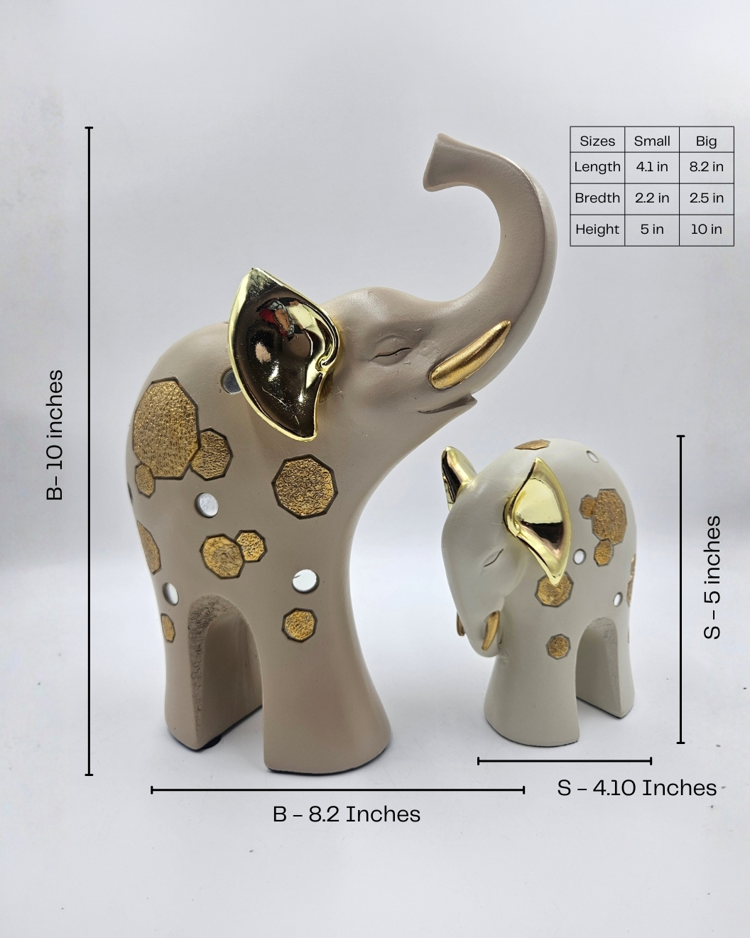 Elephant Pair | Figurine | Vastu Home Decor | Beige White