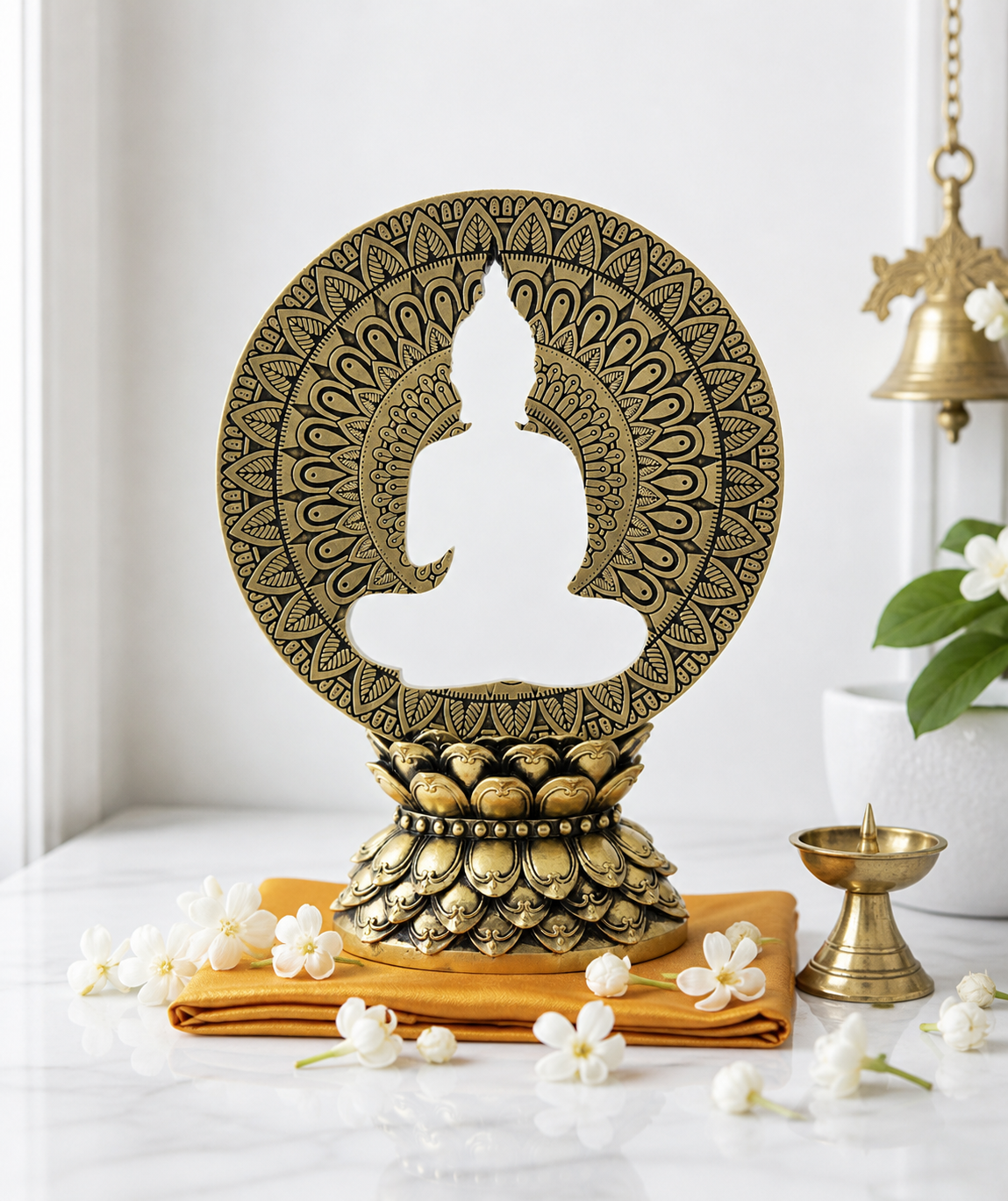 Hollow Buddha | Statue | Meditation Decor | Golden