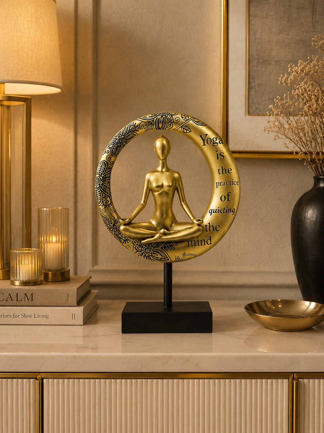 Yoga Sitting Pose | Figurine | Meditation Decor | Golden