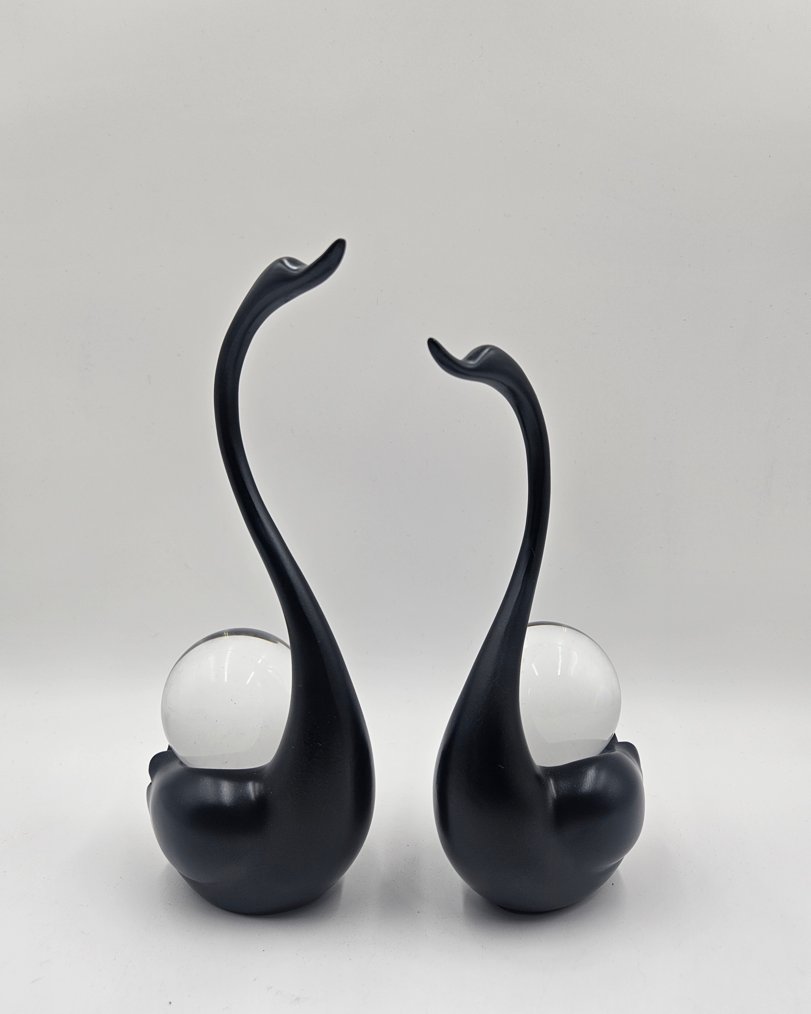 Swan Pair with Crystal Ball | Showpiece | Luxury Decor | Black