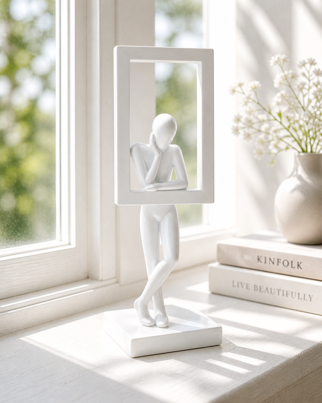 Man in Frame | Sculpture | Modern Decor | White
