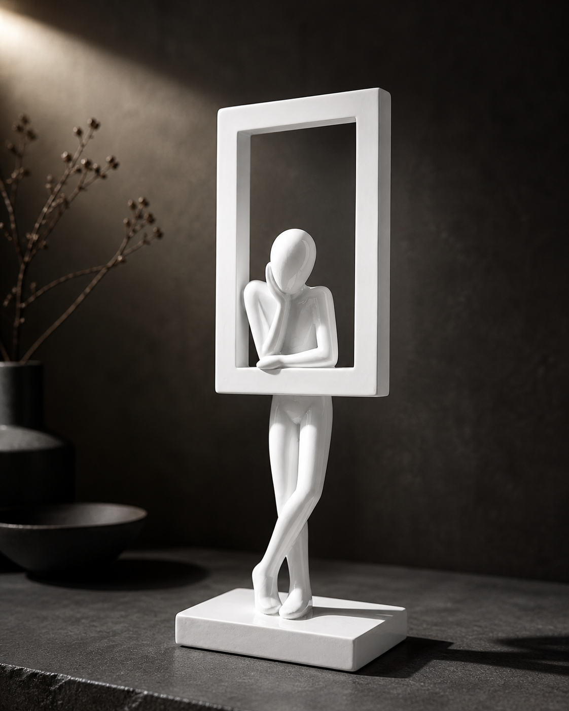 Man in Frame | Sculpture | Modern Decor | White
