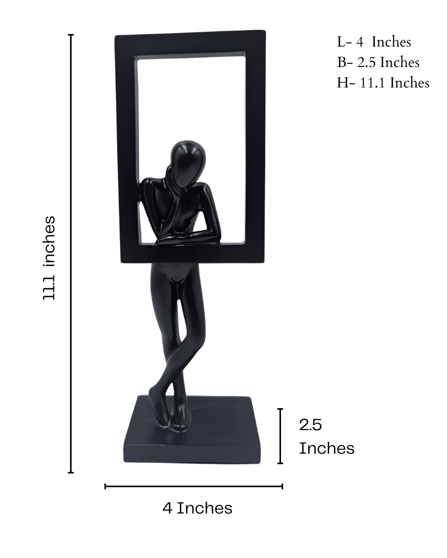 Man in Frame | Sculpture | Modern Decor | Black