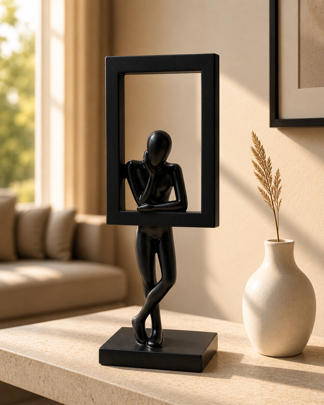 Man in Frame | Sculpture | Modern Decor | Black