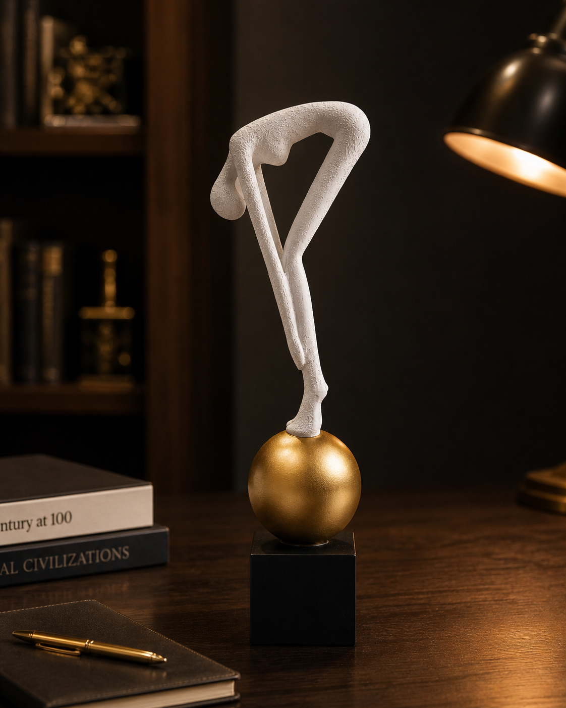 Bending Man | Figurine | Abstract Decor | White