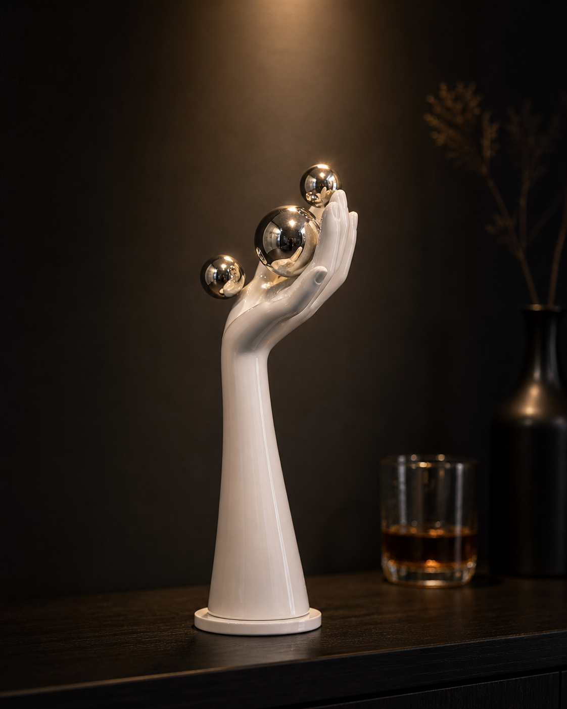Hand with Balls | Sculpture | Modern Decor | White