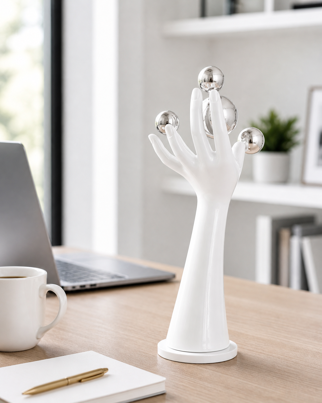 Hand with Balls | Sculpture | Modern Decor | White