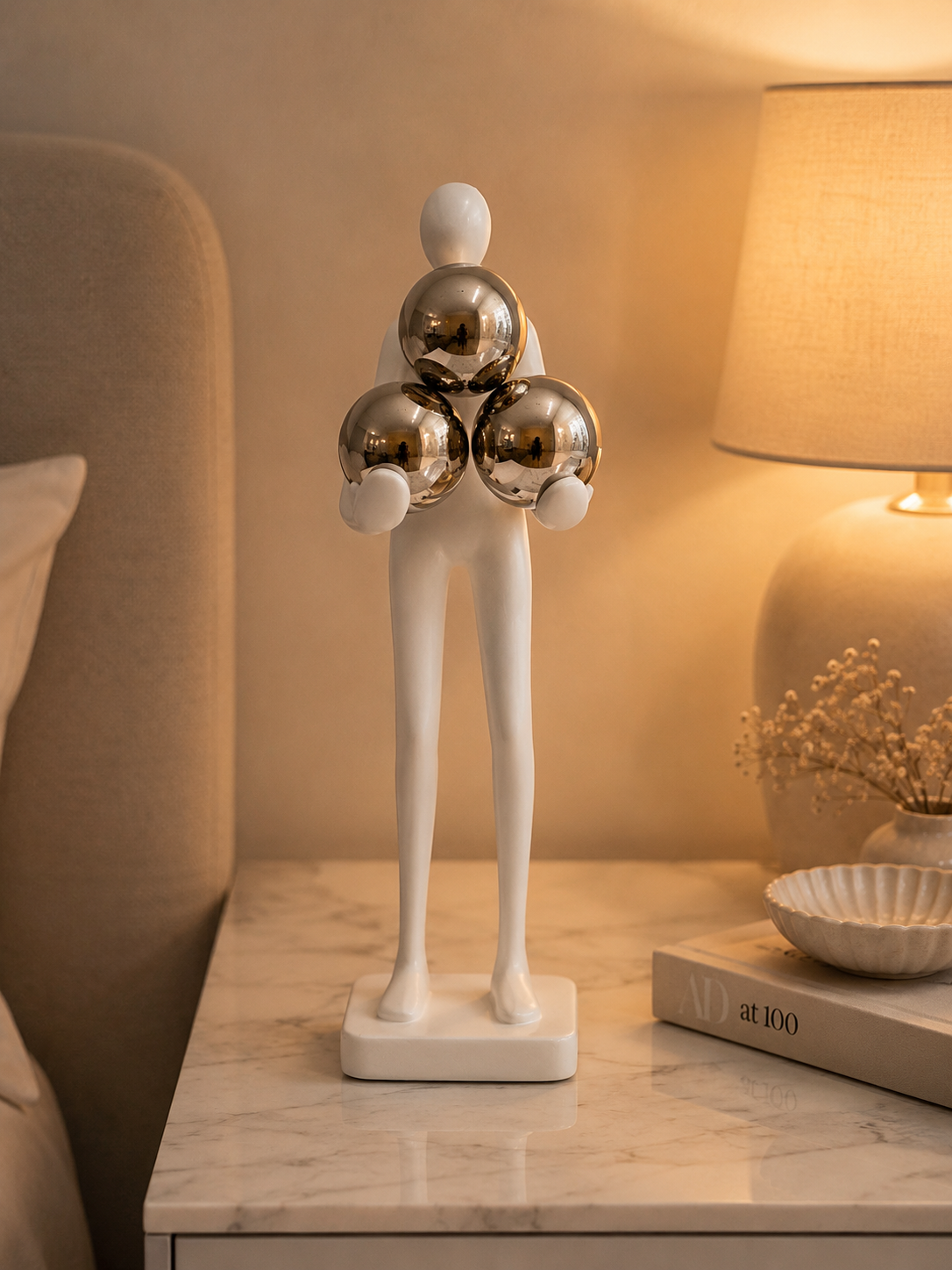 Man with Balls | Figurine | Modern Decor | White