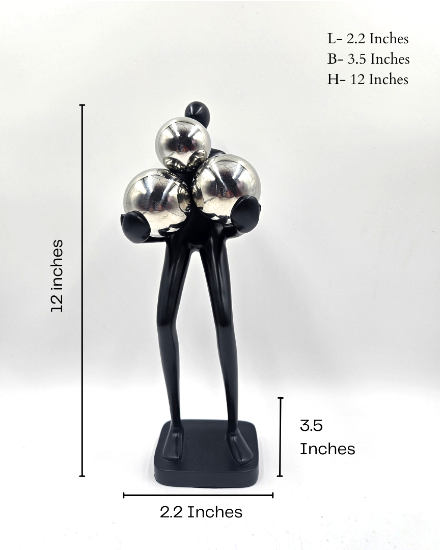 Man with Balls | Figurine | Modern Decor | Black