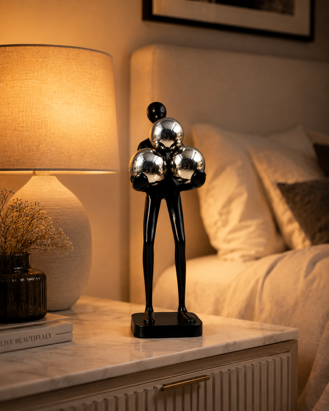 Man with Balls | Figurine | Modern Decor | Black