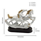 3 Running Horses | Statue | Home Decor Figurine | White