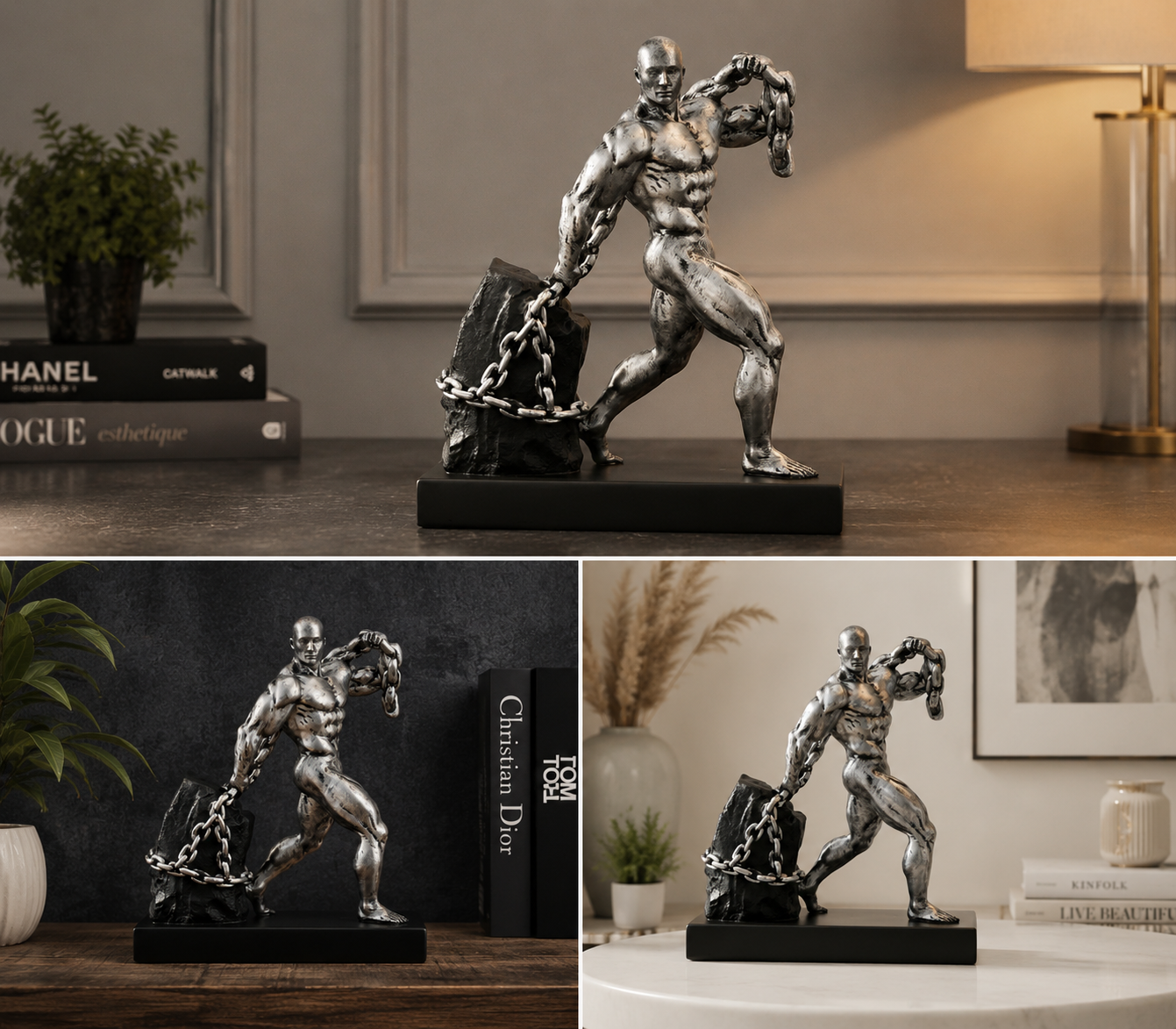 Luxury Man Pulling Stone Figurine | Symbol of Strength & Determination