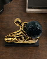 Man with Stone | Figurine | Modern Decor | Golden