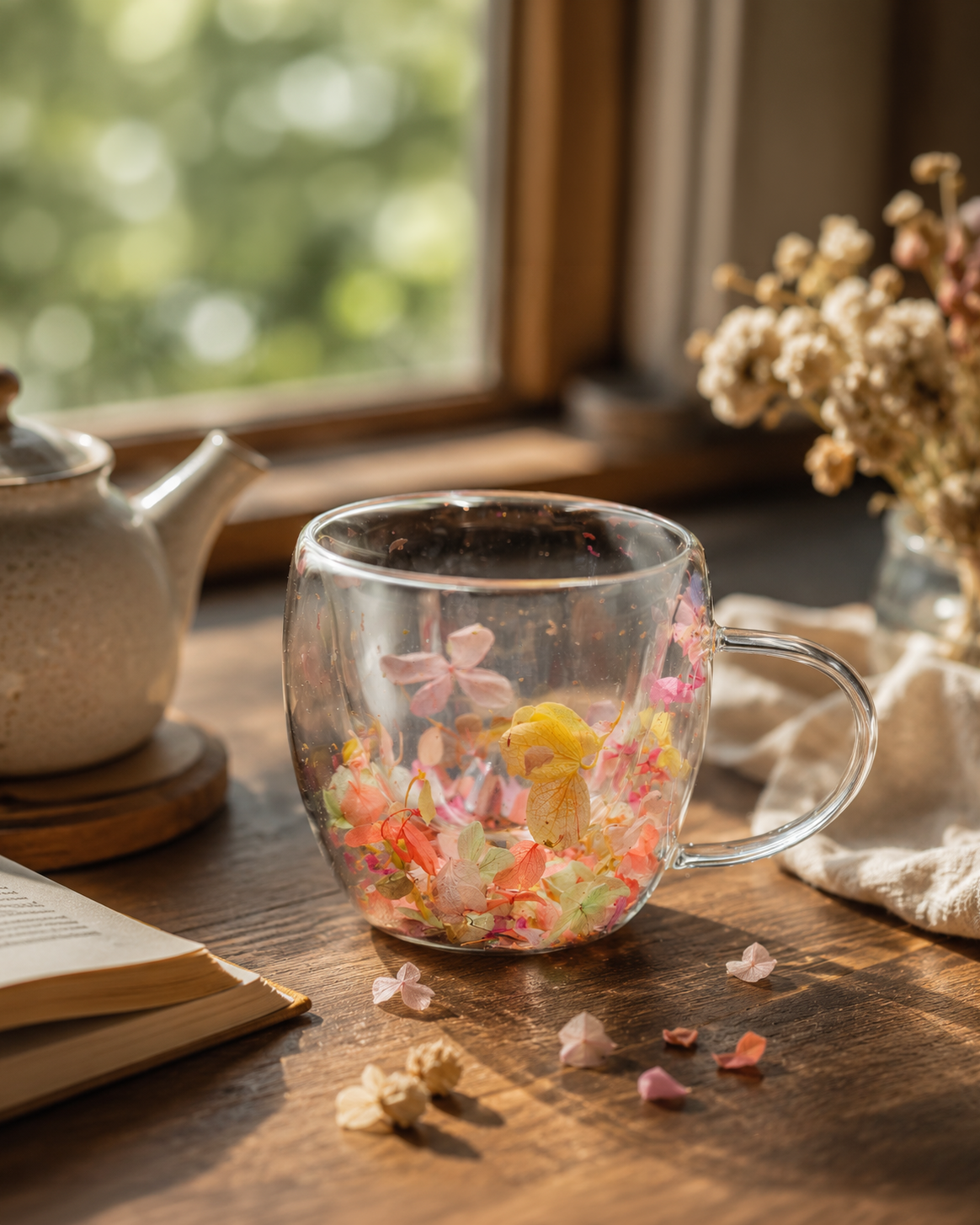 Double Wall Mug Flower | Glassware | Beverage Use | Premium