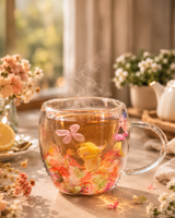 Double Wall Mug Flower | Glassware | Beverage Use | Premium