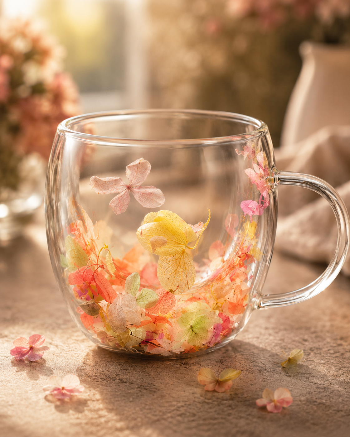 Double Wall Mug Flower | Glassware | Beverage Use | Premium