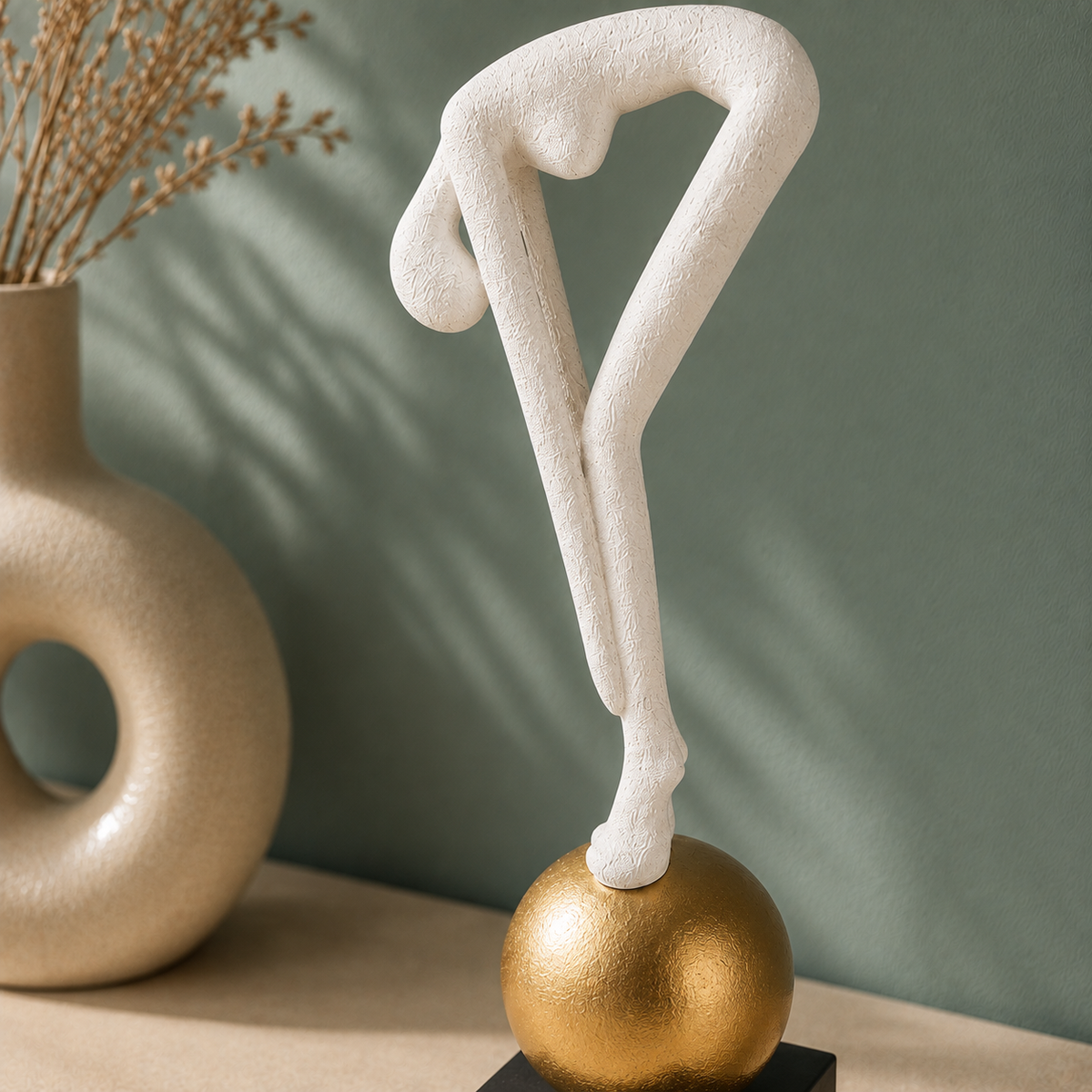 Abstract Balance Sculpture – Modern Decorative Showpiece | White