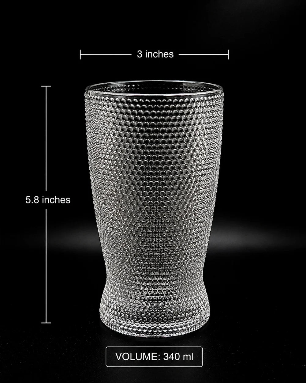 Bubble Texture Beer Glass Set | Hobnail | Premium Pint Glasses | 350 ml | Set of 6