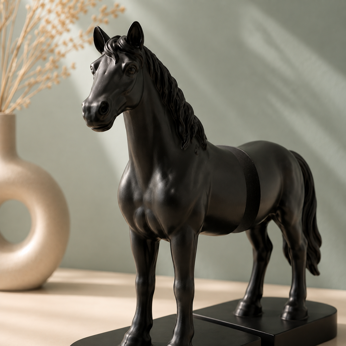 Elegant Black Horse Bookends – Premium Decorative Book Holder Set