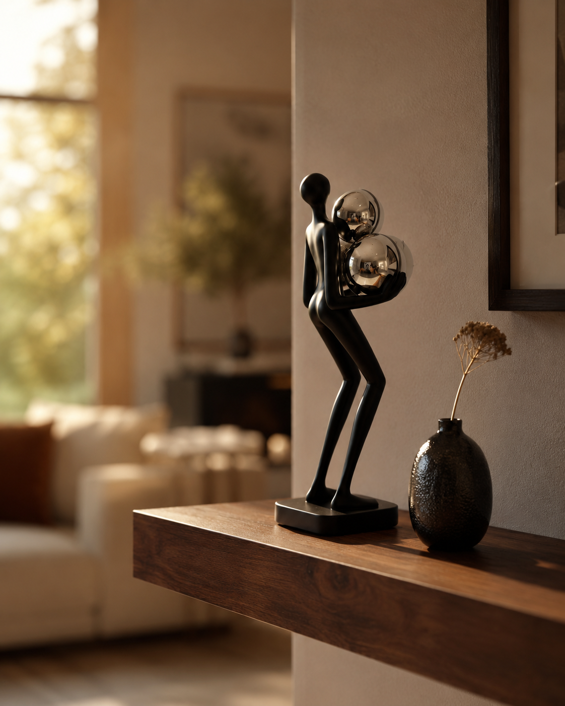 Man with Balls | Figurine | Modern Decor | Black