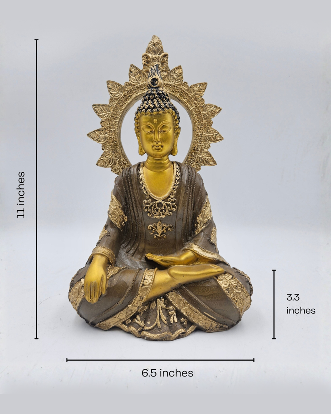 Buddha with Chakra | Statue | Spiritual Decor | Golden