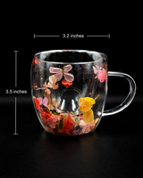 Double Wall Mug Flower | Glassware | Beverage Use | Premium