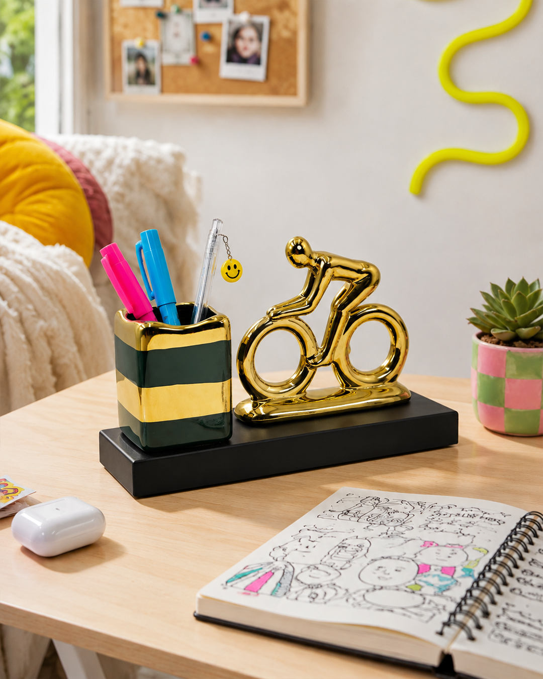 Bike Pen Stand | Organizer | Desk Decor | Golden