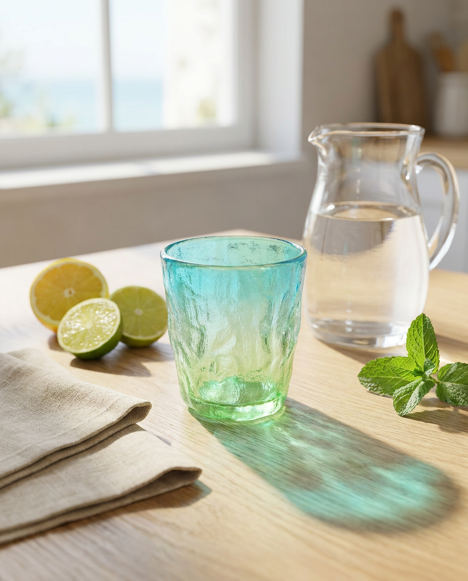 Water Glass | Glassware | Daily Use | Blue Green